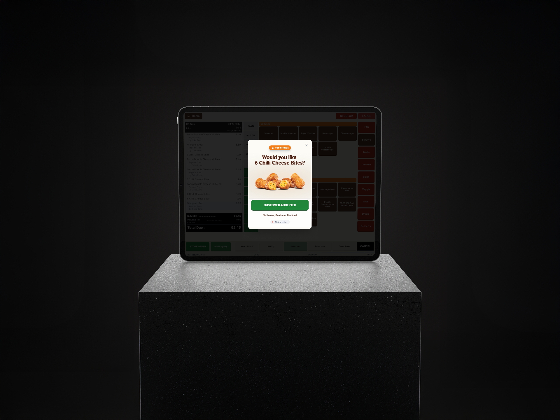 Upsell Prompt Interface for Drive-Thru POS